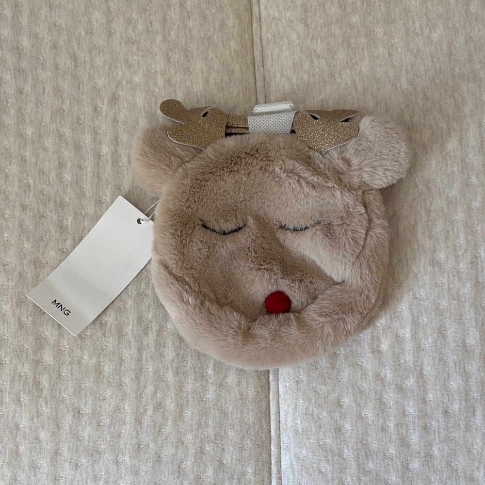 Mango Kids Plush Reindeer Bag - Beige and Red